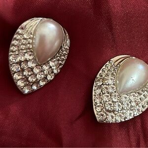 Pearl drop clasp earrings with designer diamonds and a pearl
